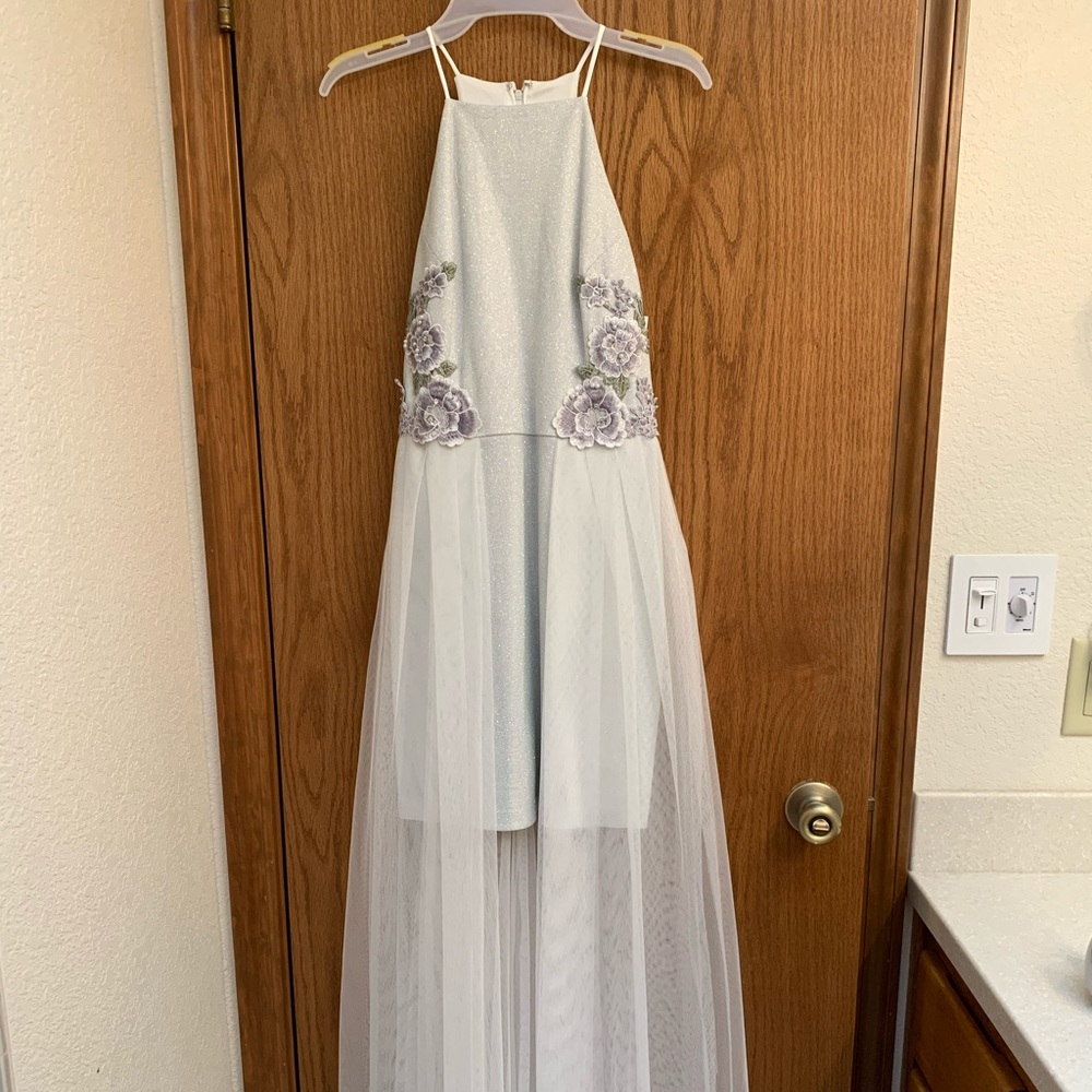 Silver embroidered mesh dress